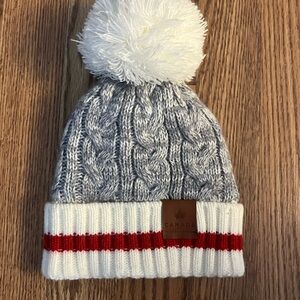 Grey and White Kids Pom-Pom Beanie